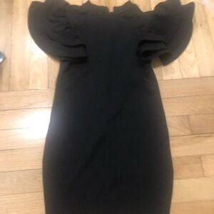 Shein girls black ruffle sleeve dress